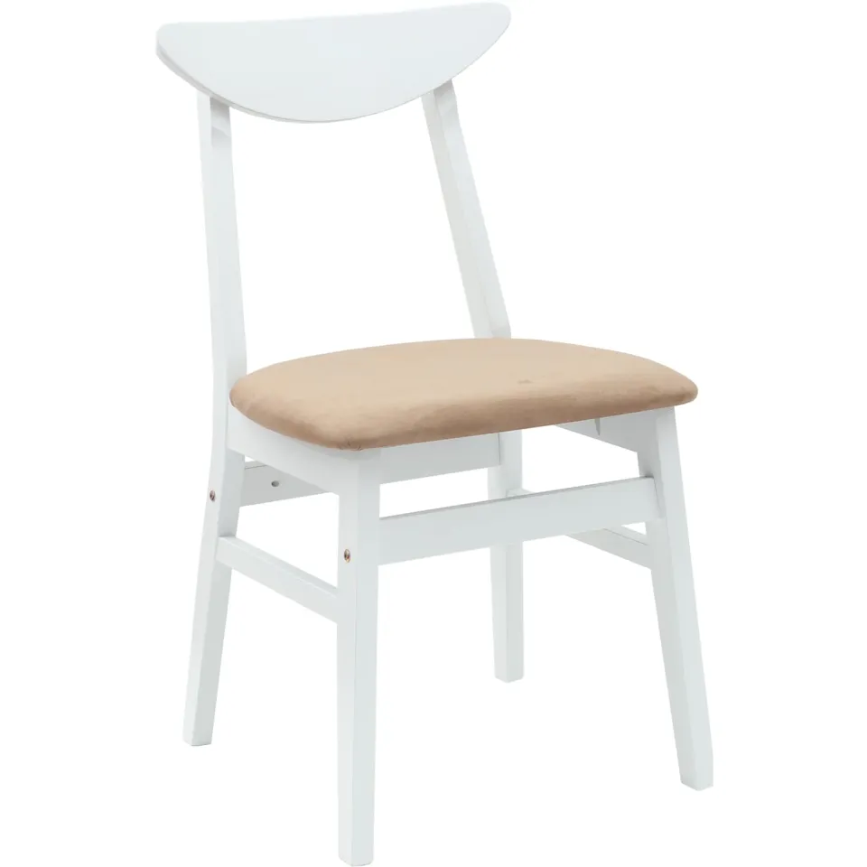 vidaXL Eettafelstoelen 2 st Massief Rubberhout Wit 42 x 47.5 x 81 cm, foto 4