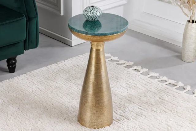 Invicta Interior Handgemaakte bijzettafel ELEMENTS 55cm goudgroen marmer rond - 42731 Zie omschrijving
