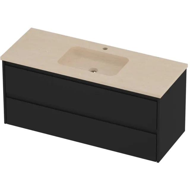 Proline Rollo Badmeubelset Hardsteen Elegant Midden 1 Gat 120x46x54 cm Sand Stone Mat Zwart