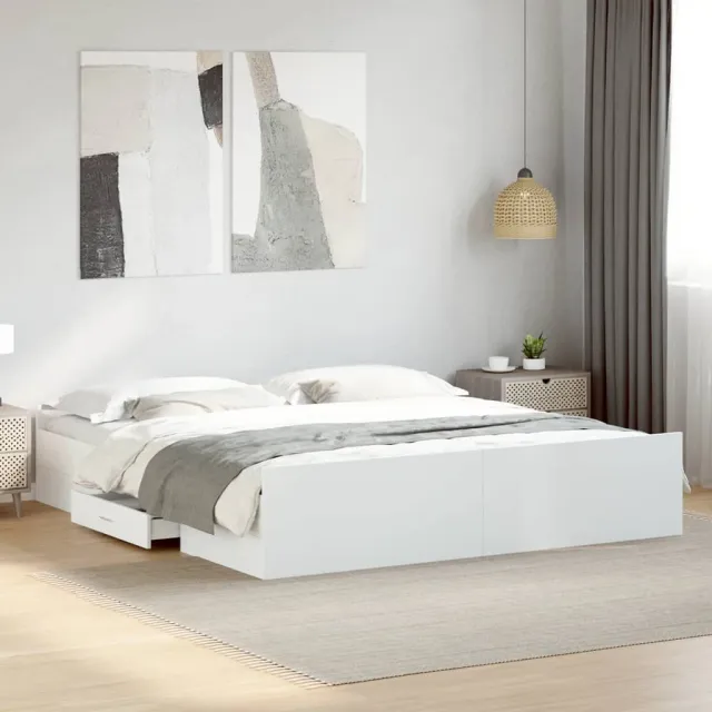 vidaXL Bedframe met lades bewerkt hout wit 200x200 cm