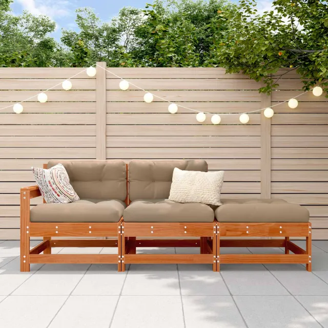 vidaXL Sectie Sofa Eenheden 3-zits Massief grenenhout Wax Bruin Den