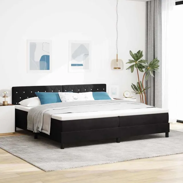 vidaXL LED Box Spring Bed met hoofdeinde Zwart 200 x 200 cm Fluweel