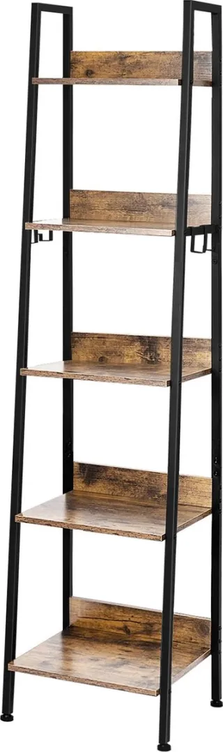 Corenia Boekenkasten - Boekenplank - Wandplank - Boekenrek - Keukenrek - Rekken - Opbergrek Organiser - 4 Haken 40x170x36cm - voor Woonkamer Keuken - Donkere Eik en Zwart Donker Eiken