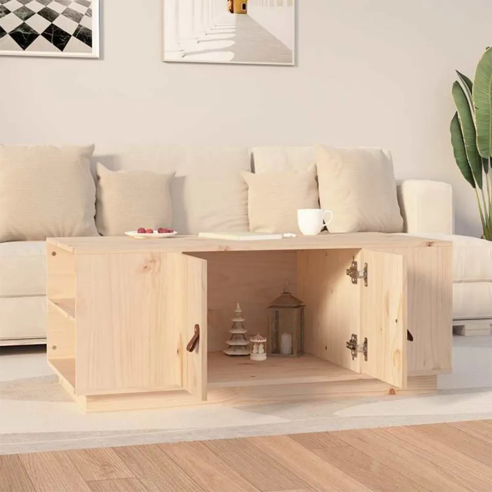 vidaXL Salontafel 100x50x41 cm massief grenenhout bruin, foto 3