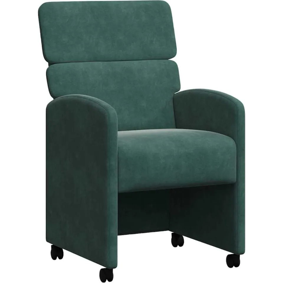 vidaXL Eetkamerstoelen met Wieltjes 2 st Fluweel Donkergroen