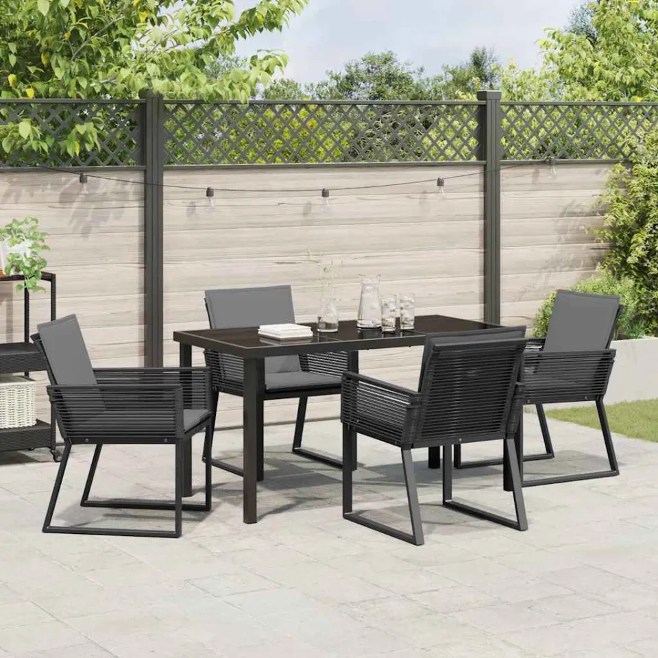vidaXL Tuin eettafelset 5 st Zwart Gepoedercoat staal, foto 3