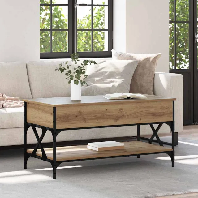 vidaXL Salontafel Artisan Eiken 100 x 50 x 50 cm Bewerkt hout, foto 2