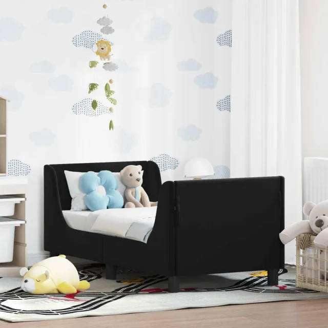 vidaXL Peuterbedframe met hoofdbord Zwart 70 x 140 cm Fluweel