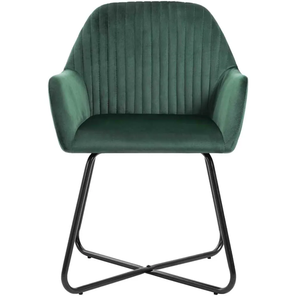 vidaXL Eetkamerstoelen 6 st fluweel groen, foto 3