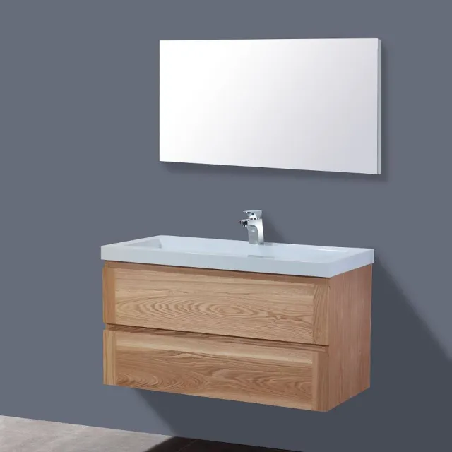 Sanilux Badkamermeubelset Sanilux Senza Wood 100x47x50 cm 2 Kraangaten Massief Eikenhout Massief hout