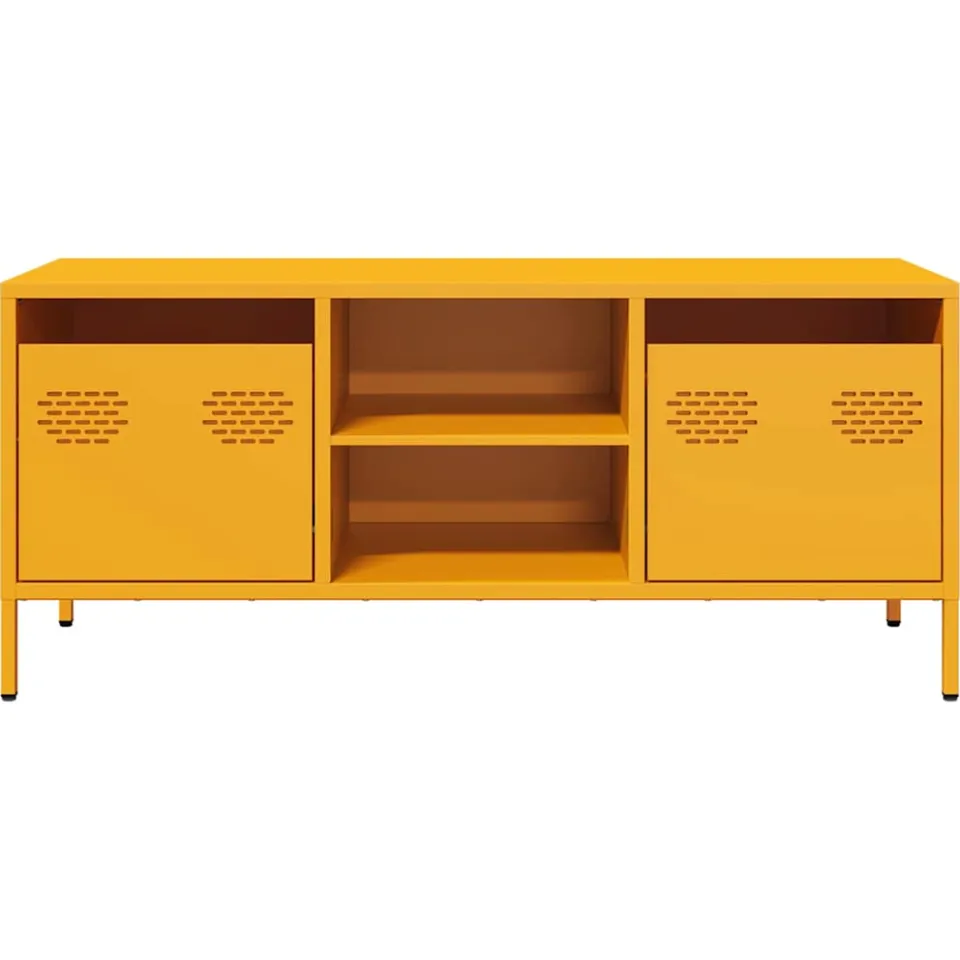 vidaXL Tv-meubel 101,5x39x43,5 cm koudgewalst staal mosterdgeel, foto 4