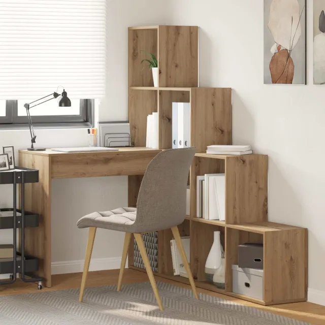 vidaXL Hoekbureau Artisan Eiken 101,5 x 149,5 x 149,5 cm Bewerkt hout, foto 2