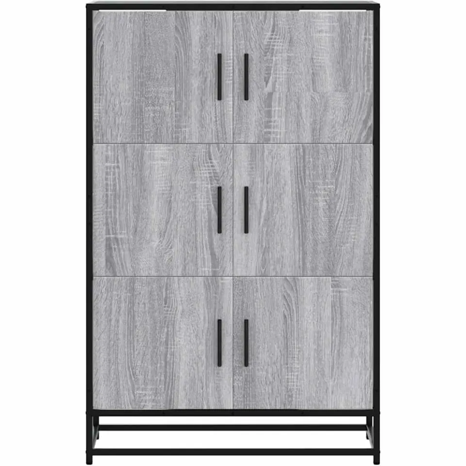 vidaXL Hoge kast 68x35x106,5 cm bewerkt hout en metaal grijs sonoma, foto 4