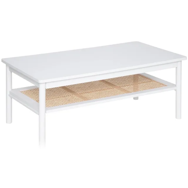 Atmosphera Créateur d'intérieur® Salontafel met twee niveaus en plank, rotan, CABRAS Blanc