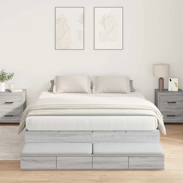 vidaXL Opbergbedframe met lade Grijs Sonoma 140 cm Bewerkt hout