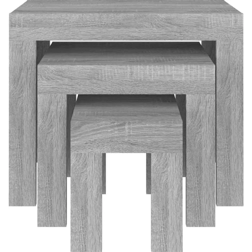 vidaXL 3-delige Tafeltjesset bewerkt hout grijs sonoma