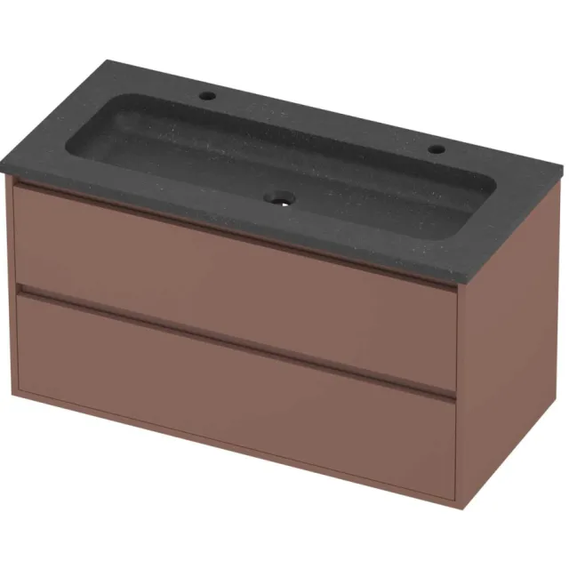 Proline Rollo Badmeubelset Hardsteen Elegant Greeploos 100x46x54 cm Blue Stone Beauty Blush Rosé Goud