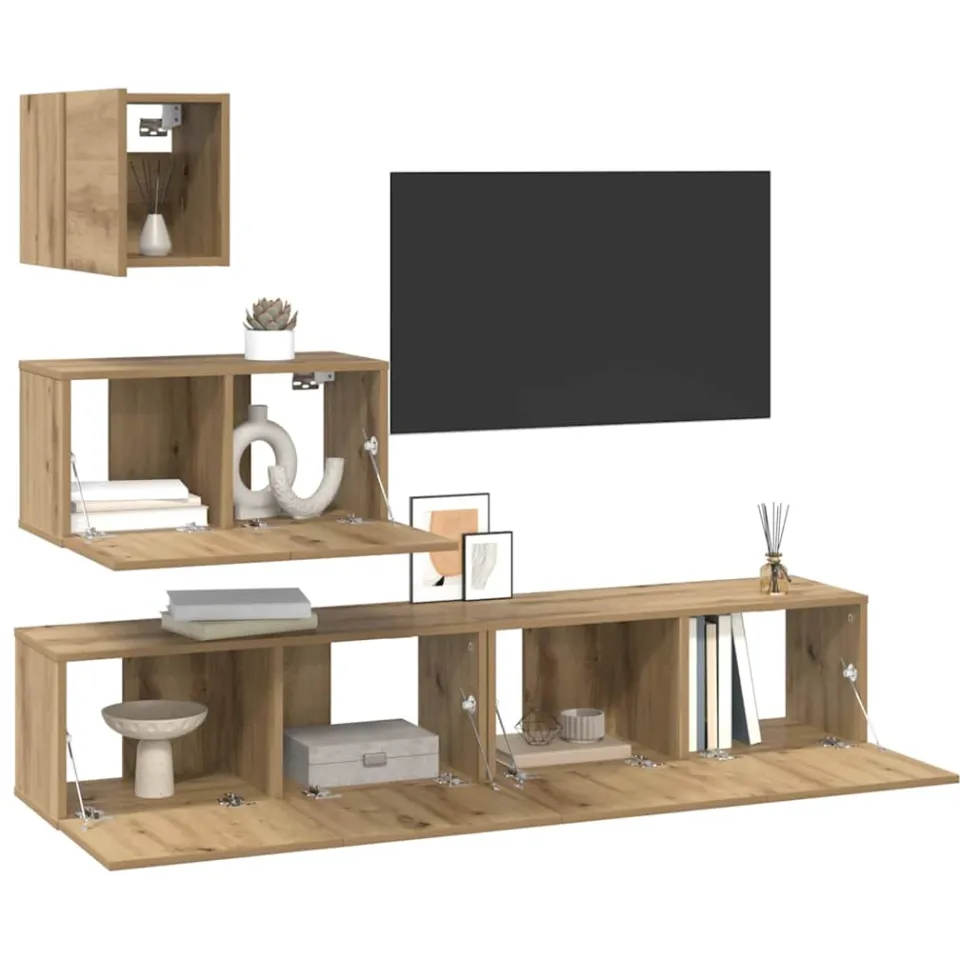 vidaXL Tv-meubelset 4 st 80 x 30 x 30 cm Artisan Eiken Bruin