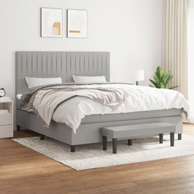 vidaXL Boxspring met matras stof lichtgrijs 160x200 cm grijs