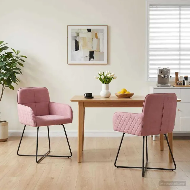 vidaXL Eettafelstoelen 2 st fluweel Roze 59 x 56,5 x 86 cm, foto 2