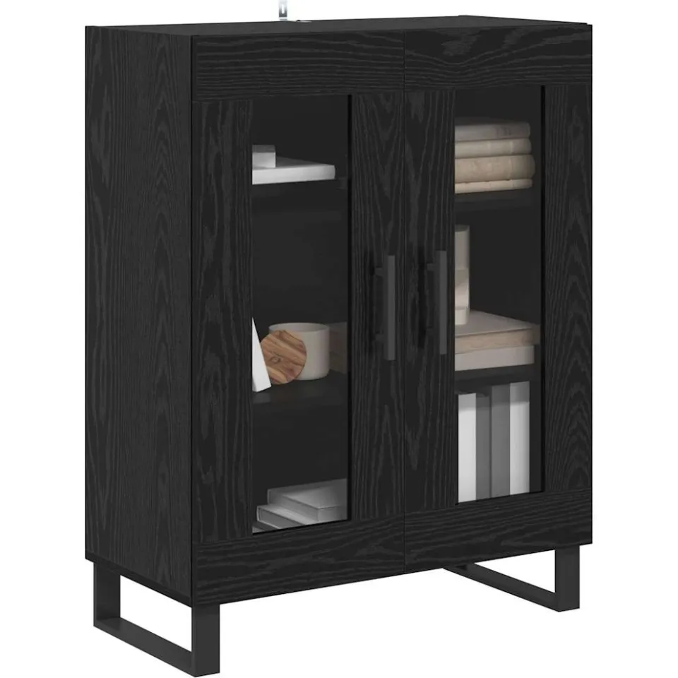 vidaXL Dressoir Zwart Eiken 69,5 x 34 x 90 cm Bewerkt hout