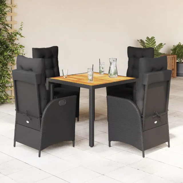 vidaXL 5-delige Tuinset met kussens poly rattan zwart, foto 2