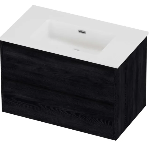 Proline Tribute Badmeubelset Porselein Elegant 2 Laden 80x46x54 cm Mat White Black Oak Eiken