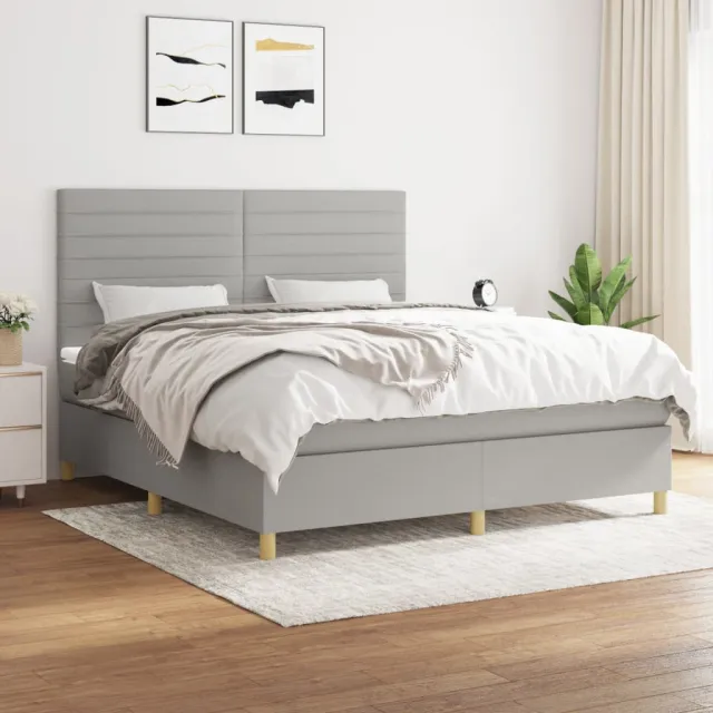 vidaXL Boxspring met matras stof lichtgrijs 180x200 cm grijs