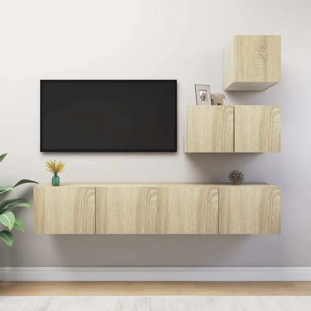 vidaXL 4-delige Tv-meubelset bewerkt hout sonoma eikenkleurig, foto 2