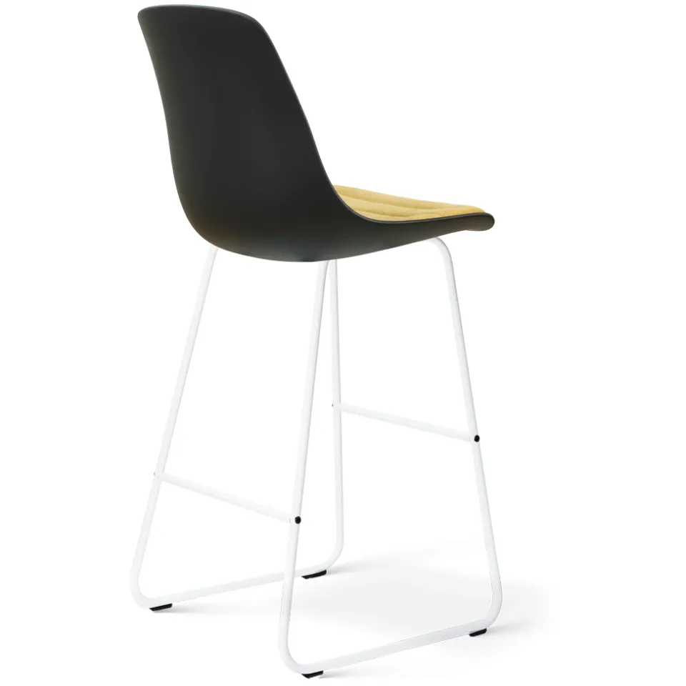 Nolon Nino-Liv barkruk zwart met warm oker zitkussen - wit onderstel - 75 cm, foto 3