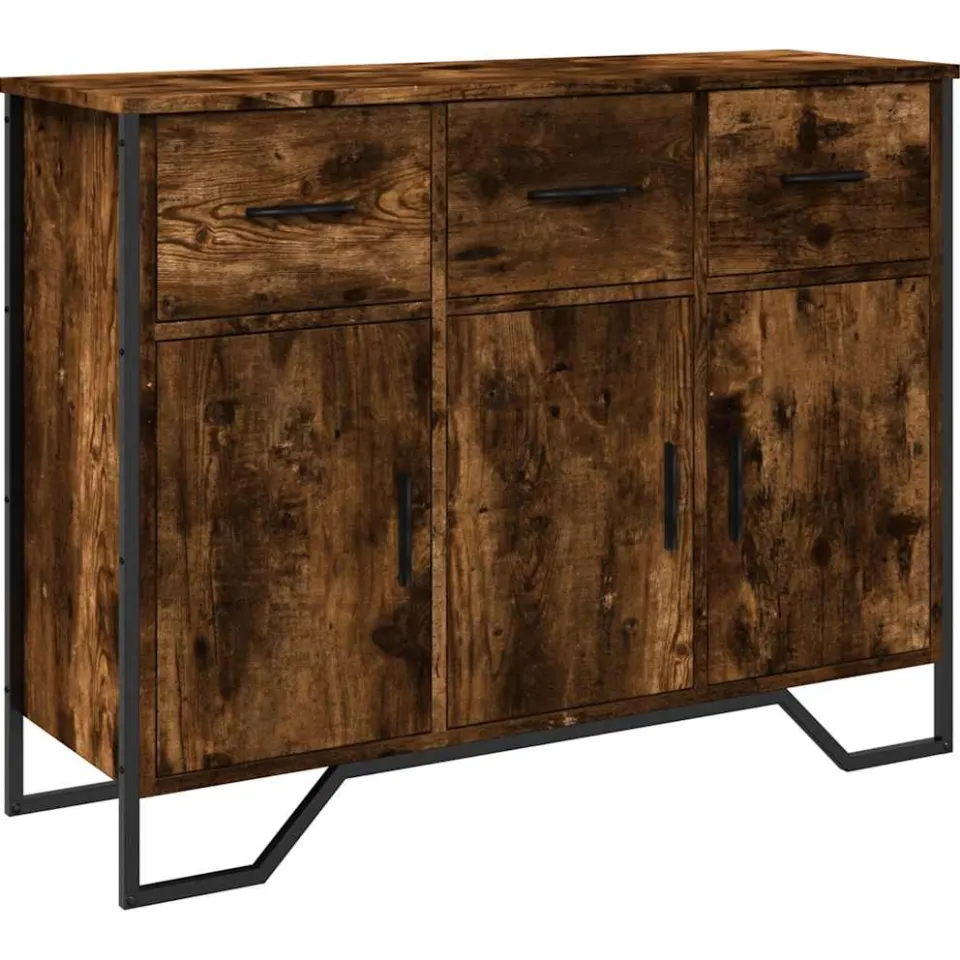vidaXL Dressoir 97x32,5x74,5 cm bewerkt hout gerookt eikenkleurig, foto 3