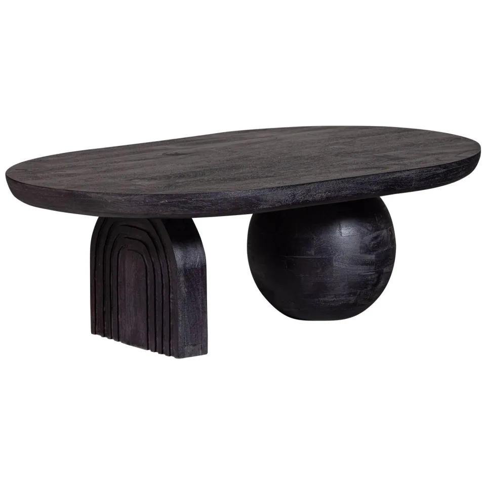 WOOOD Steppe Salontafel - Mango Hout - Zwart - 38x110x72, foto 2