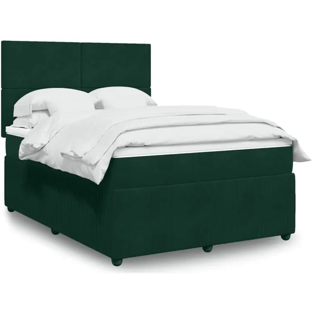 vidaXL Boxspring met matras fluweel donkergroen 160x200 cm groen