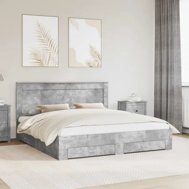 vidaXL Bedframe met lade Beton Grijs 180 x 200 cm Bewerkt hout