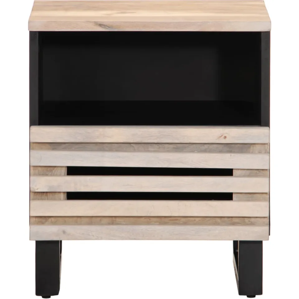 vidaXL Nachtkastje 40x34x46 cm massief gebleekt mangohout bruin, foto 3