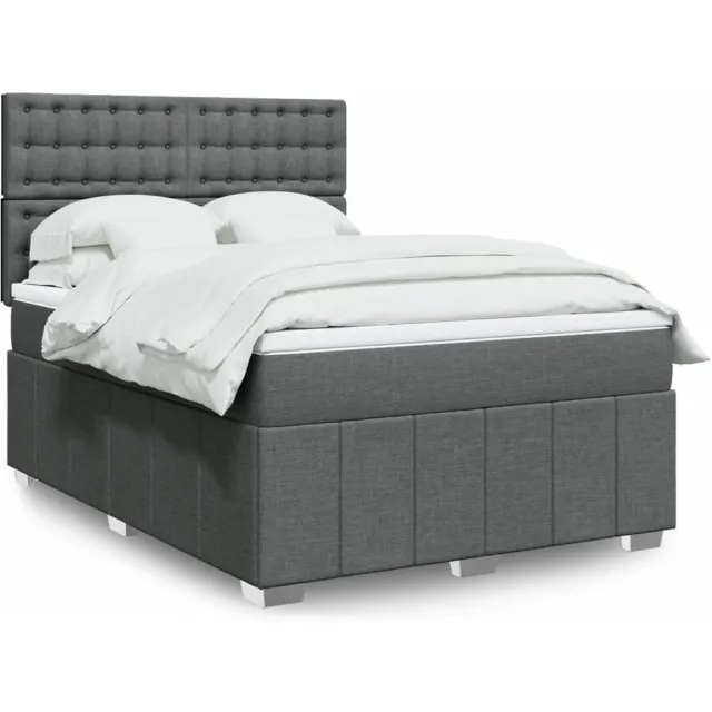 vidaXL Boxspring met matras stof donkergrijs 140x200 cm grijs