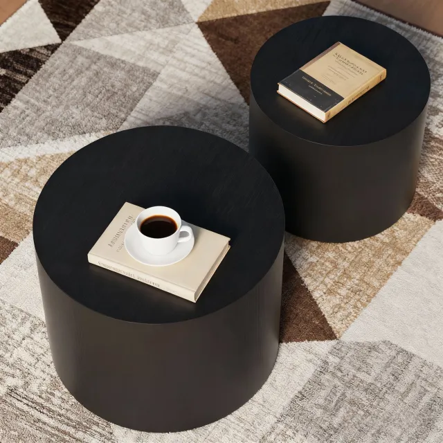 CHICFURN Bijzettafelset - 2-delig - nestbaar - rond - zwart