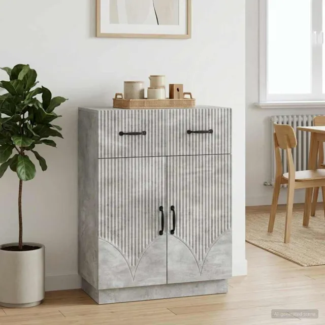 vidaXL Dressoir met lade Betongrijs 66 x 34,5 x 87 cm Bewerkt hout