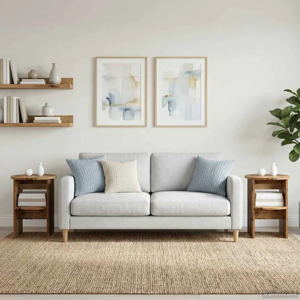 vidaXL Bijzetkast 2 st Oudhout Ø40 x 50 cm Geconstrueerd hout bruin, foto 4