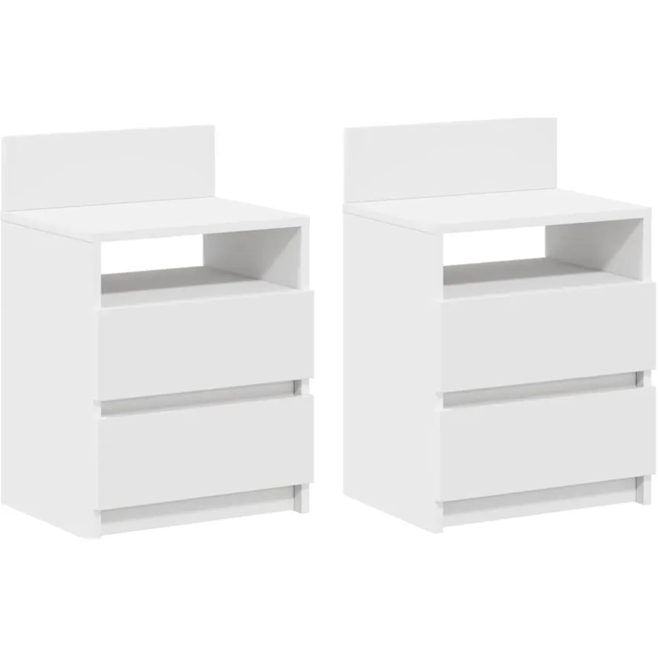 vidaXL Nachtkastjes 2 st met 2 lades 40x33x60 cm wit, foto 3