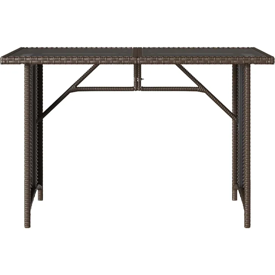 vidaXL Tuintafel met glazen blad 110x68x70 cm poly rattan bruin, foto 4