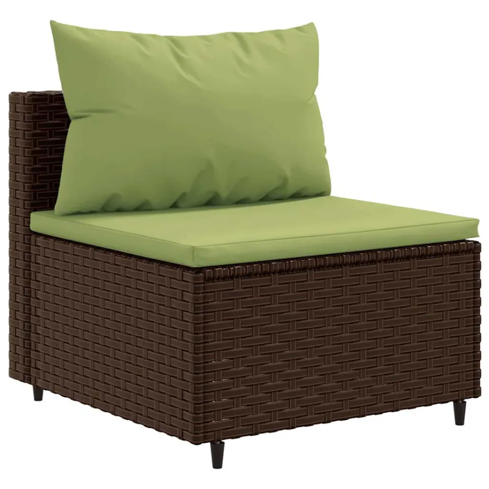 vidaXL 3-delige Loungeset met kussens poly rattan bruin, foto 4