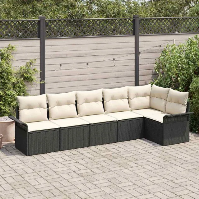 vidaXL Tuin Sofa Set 6 st Zwart poly rattan
