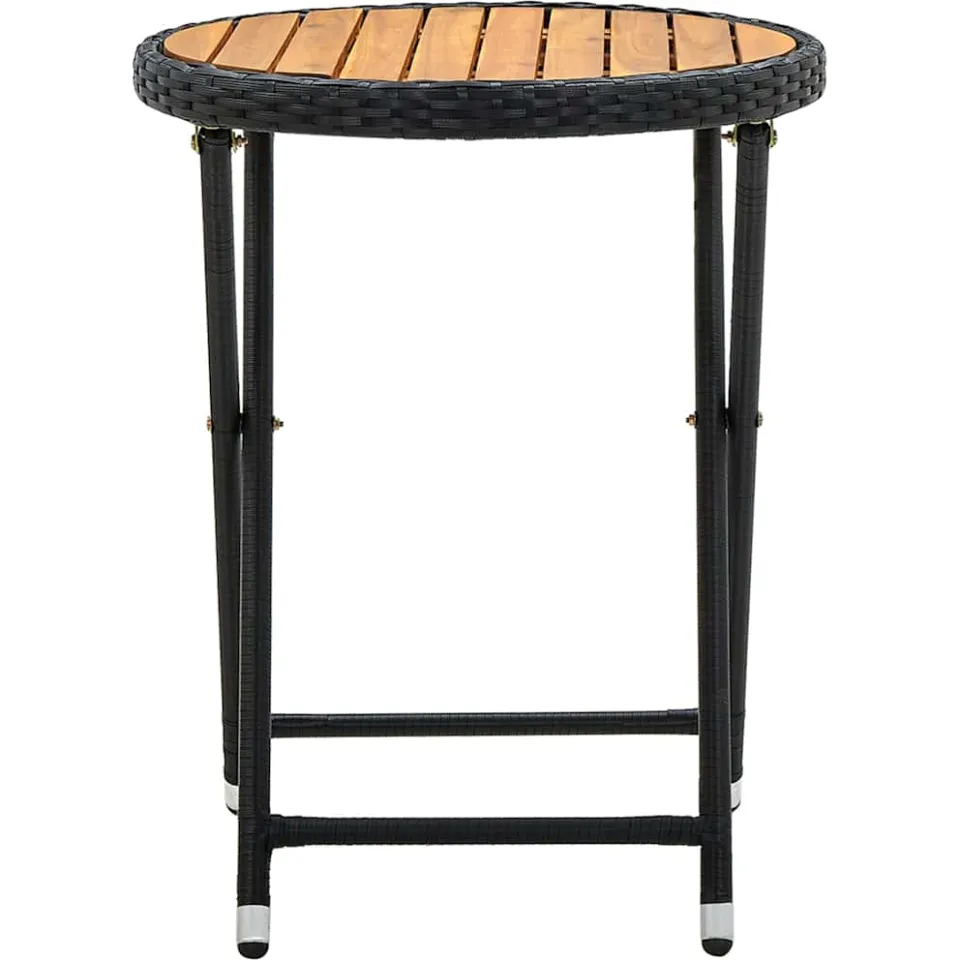 vidaXL Salontafel 60 cm poly rattan en massief acaciahout zwart