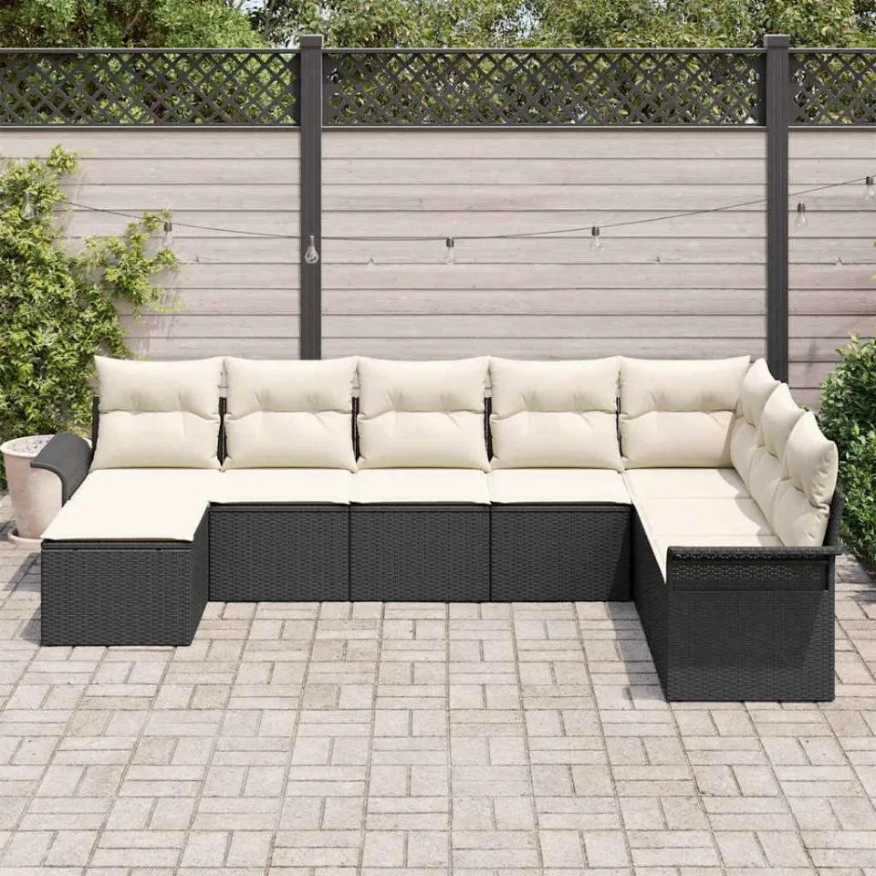 vidaXL Tuin Sofa Set 8 st Zwart poly rattan, foto 3
