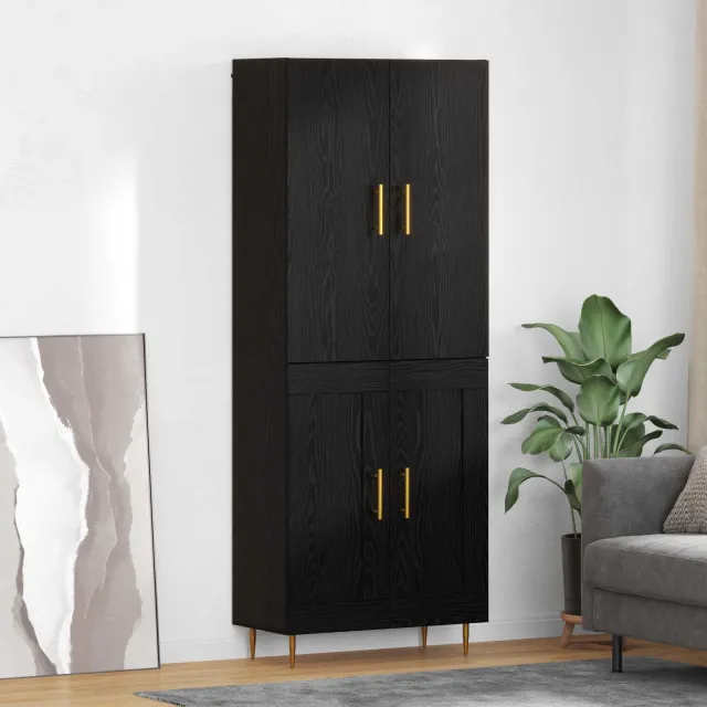 vidaXL Highboard Zwart Eiken 69,5 x 34 x 180 cm Bewerkt hout, foto 2