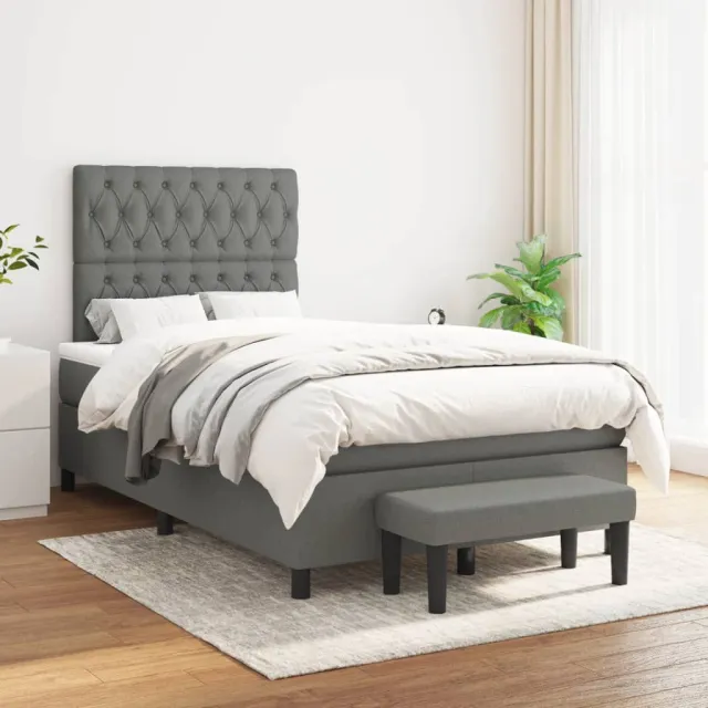 vidaXL Boxspring met matras stof donkergrijs 120x200 cm grijs