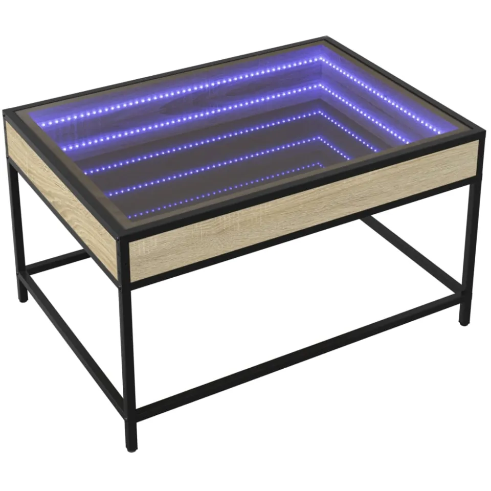 vidaXL Salontafel met Infinity LED 70x50x41 cm sonoma eikenkleurig Bruin