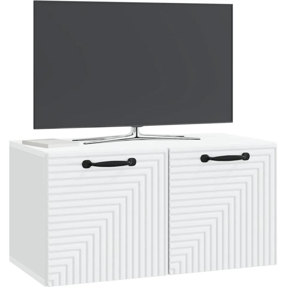 vidaXL Wandbeugel TV-kast Wit 59,5 x 31 x 30 cm Bewerkt hout