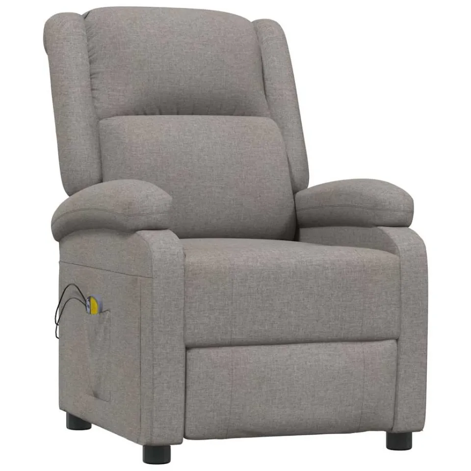 vidaXL Massagestoel elektrisch stof taupe